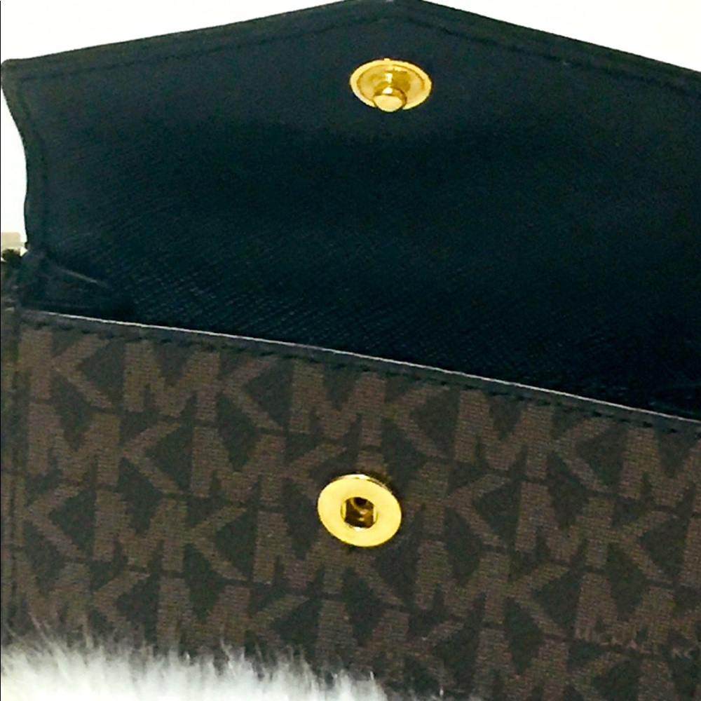 NWT Michael Kors Brown Black Key/ID/Credit card case wallet - Picture 2 of 12